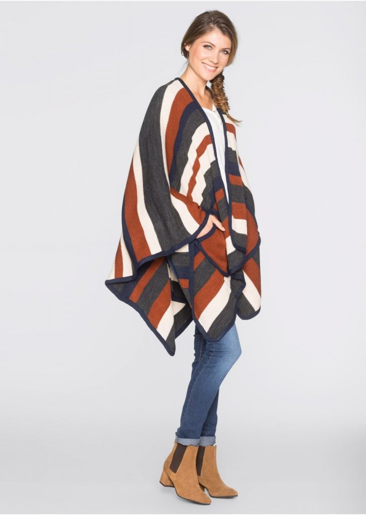 poncho tricotat cu buzunare